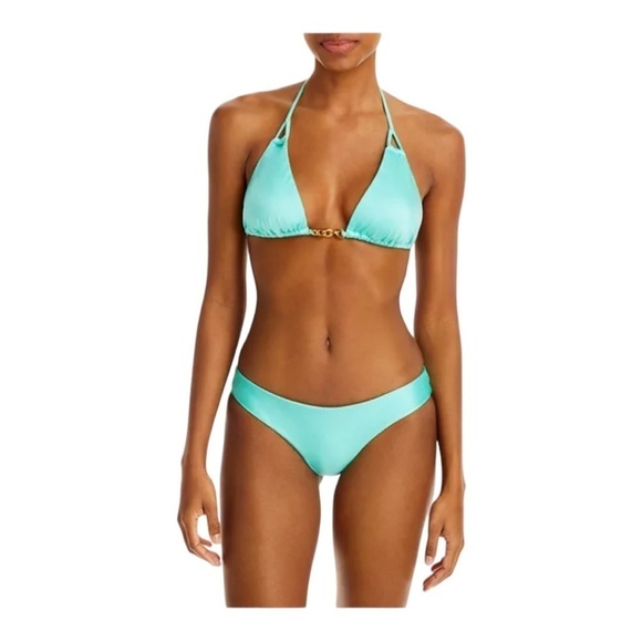 PQ Swim Chain Trim Triangle Bikini Top & Ruched Bikini Bottom NWT - Picture 6 of 8